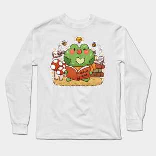 Cute Frogeinstein with Magic Spell Book Long Sleeve T-Shirt